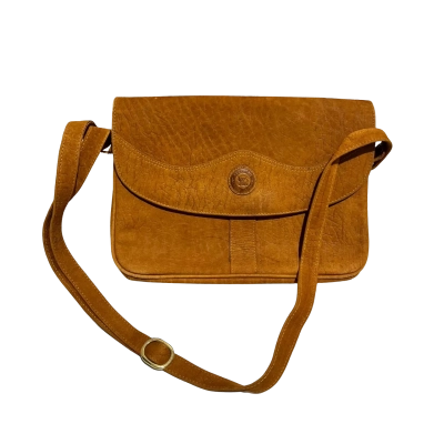 Vintage Hunting World Tan Leather Crossbody Shoulder Bag – Elephant Logo