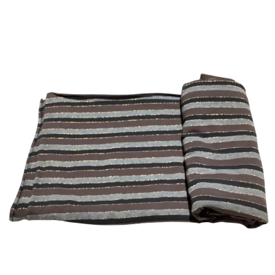 Thin Stretch Fabric Brown, Black & Grey with Gold Thread 152 x 115 cm             Fab3