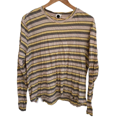 Bassike Size XS / XXS Long Sleeve Shirt Beige / Striped / Yellow 