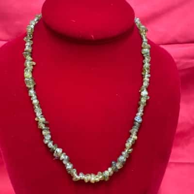 Peridot Chip Necklace Featuring Small Irregular Green Gemstone Beads