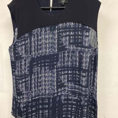 Saba Womens  Size 14 Sleeveless Top Black  / Blue / White 