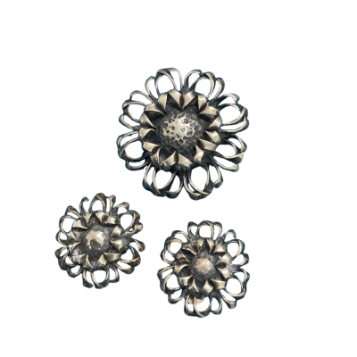 Vintage “Danish Like” Sterling Silver Brooch & Matching Clip on Earrings 