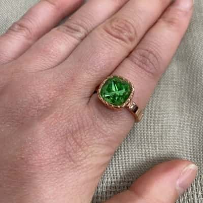 Womens Mimco Rose Gold Tone Green Stone Ring