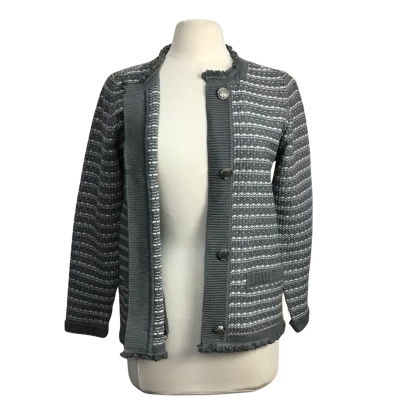 Blue Illusion Womens  Size M Grey Tweed Knit Jacket