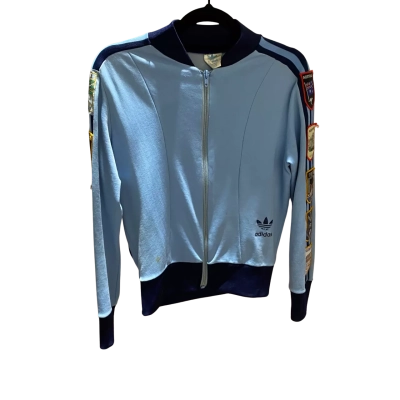  RARE Vintage 1970s / 80s Adidas X Small Jacket with 24 Quirky Vintage Embroidered Souvenir Tags RARE