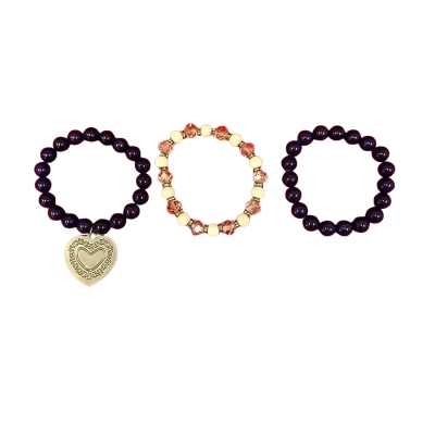  Womens Bracelet 3 x Beaded Elasticated Bracelets