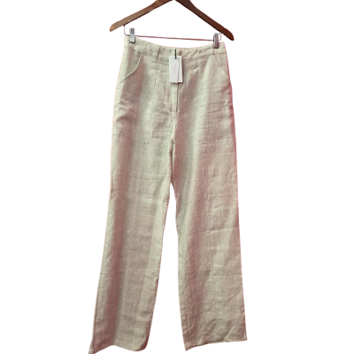 AERE Womens  Size 10 Oatmeal Linen Pants