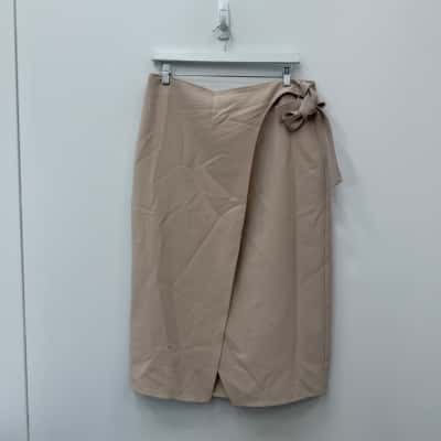 Witchery Beige Wrap Skirt - Size 16 