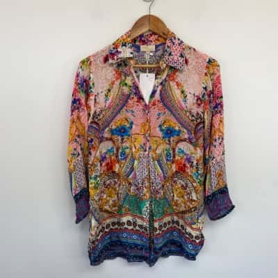 Luxe Threads Colourful Print Long SLeeve Shirt Size 10 