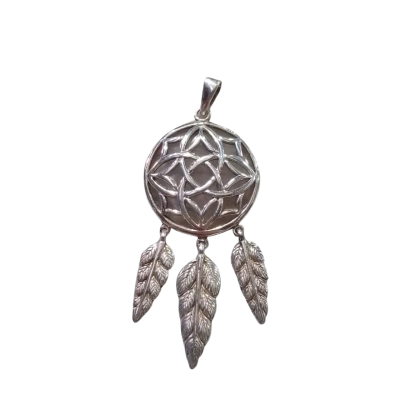 Silver and Quartz Dreamcatcher Pendant 