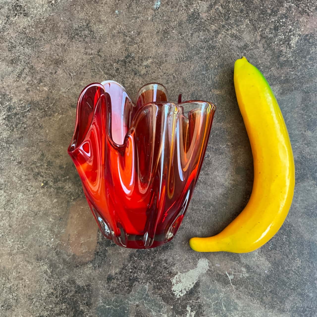 Red Glass Handkerchief Vase(s)