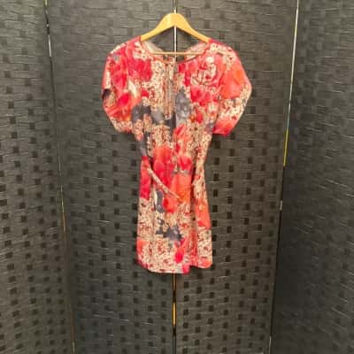 Ted Baker Womens  Size 2 Short Sleeve Dress  Floral / Pink  