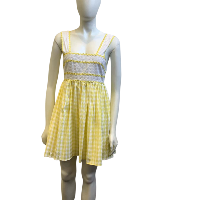 Alice McCall Womens Label Size AUS 10 Checked Mini Dress Yellow / White