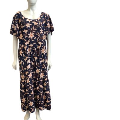Brand New Autograph Womens  Size 24 (Plus Size) Floral Tiered Dress Navy Mix