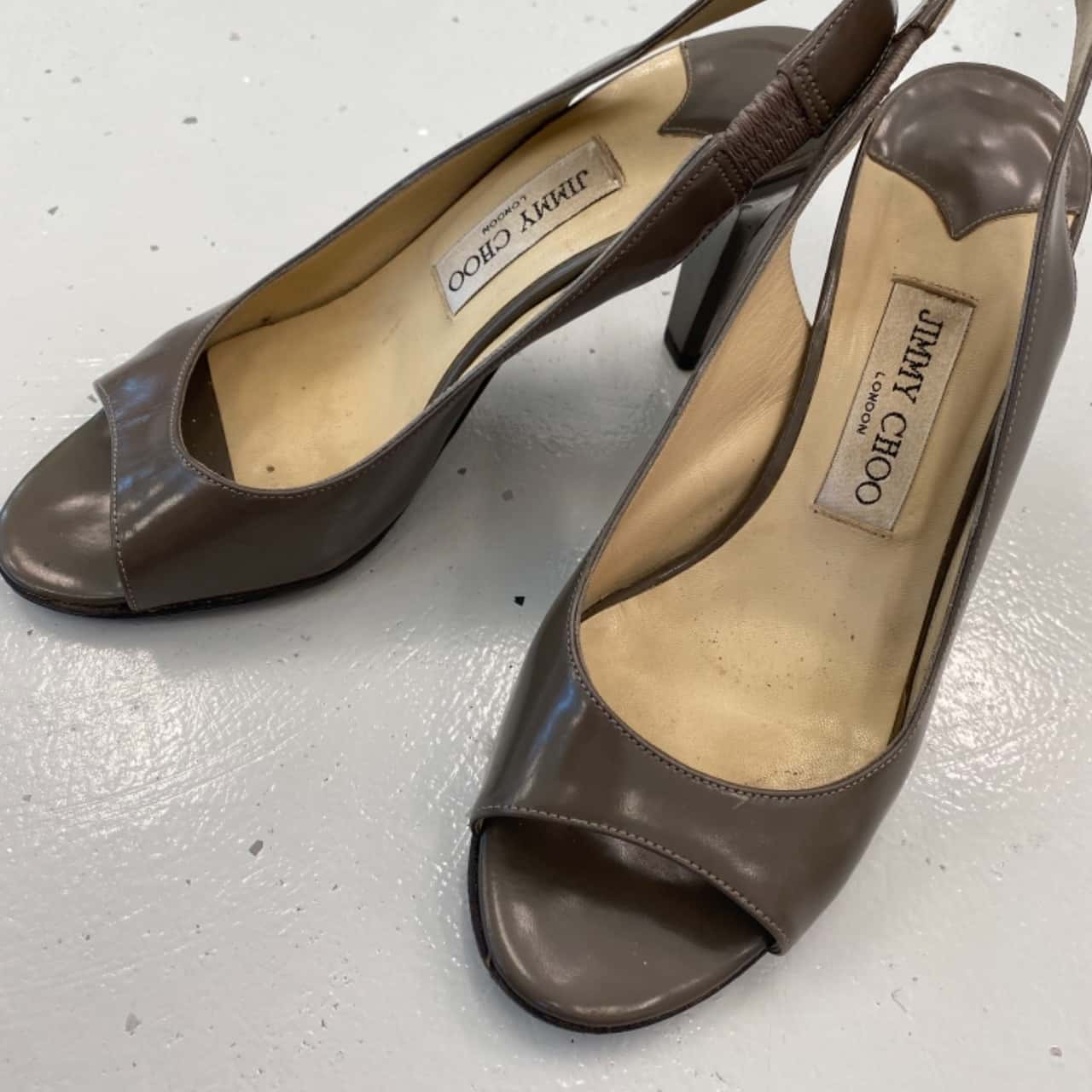 peep toe grey heels