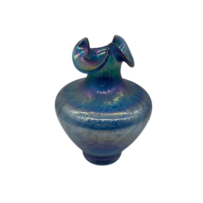 Blue Iridescent Vase