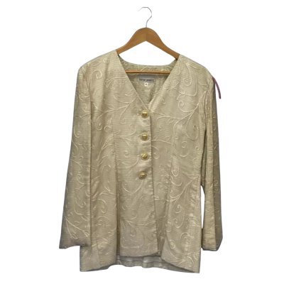  Teena Varigos Women’s Size 12 Cream Embroidered Jacket