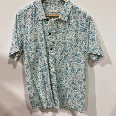 Rhythm  Nazare Mens  Size M Short Sleeve Shirt Blue RRP$89.99