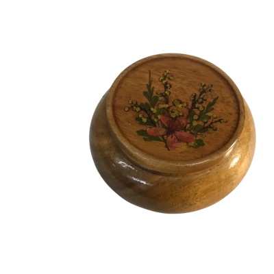 Vintage Hand Turned Trinket Box Pot Sally Wattle Approx 9.5 x 4 cm
