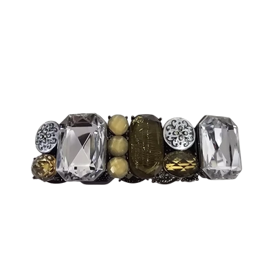  Womens Bracelet Expandable Amber and Clear Beads