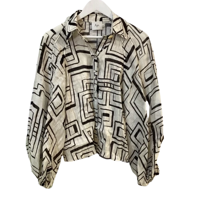 AJE Womens Size S Long Sleeve Shirt Black / White 