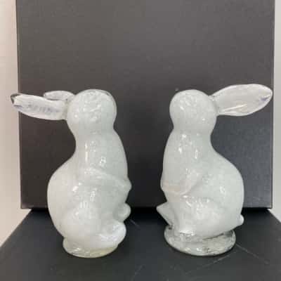 Pair of glass Bunny rabbits - 180mm