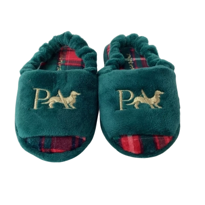 Peter Alexander Kids Slippers Size 7-8 Dark Green 