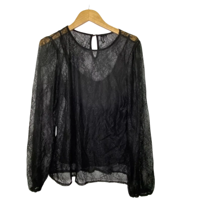 Forever New Womens  Size S Long Sleeve Top Black  