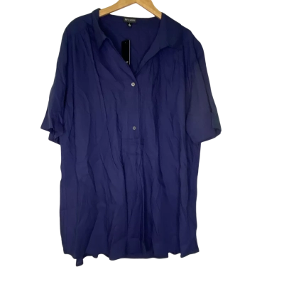 My Size  Womens  Size L Short Sleeve Shirt Navy Blue 