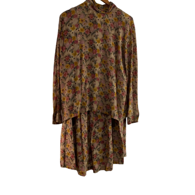 Avery Quinn Made In Korea 100% Silk Designer Floral Patterned Blouse & Long Skirt