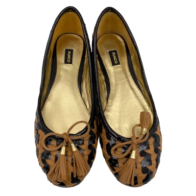 Mimco Womens  Size 36 Flats Black  / Brown Tan