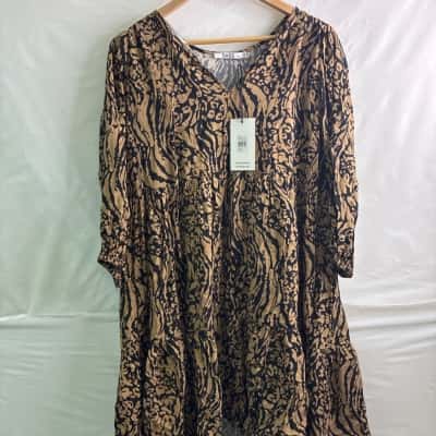 Sass Womens Size 10 Mini Dress Animal Print / Black / Brown BNWT