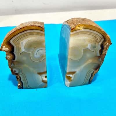 Pollished Agate Crystal Book Ends
