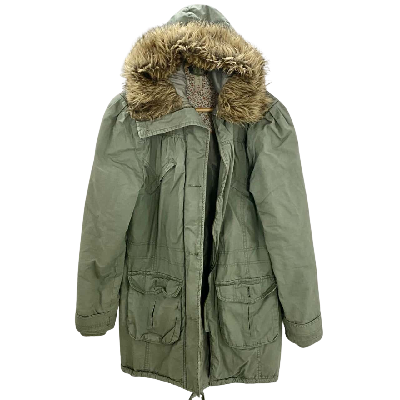 Denim & Co khaki Hooded Jacket Khaki Size 10 warm & cozy(s)