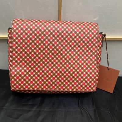Oroton Womens Cross Body Bag Brown / Red / White 