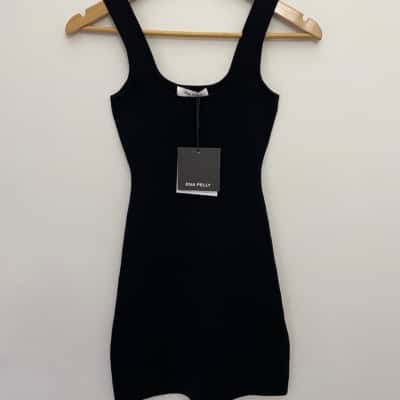 ENA PELLY Womens Size 6 Evie Luxe Knit Mini Dress Black Stretch NEW with Tags
