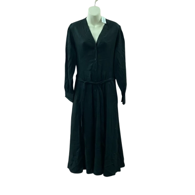 Commonry Long Sleeve Maxi Dress 25% Linen Size 12 Black  