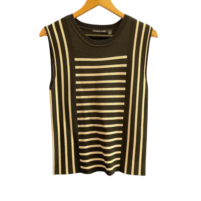 Country Road Womens Size M Sleeveless Top Black/Cream Striped  