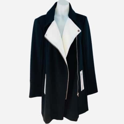 Portmans - Black & White Winter Coat (Size 14)