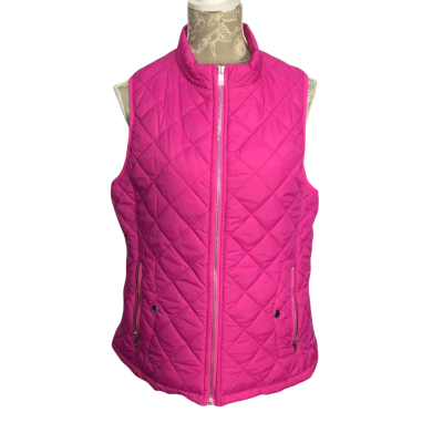  Allegra K Womens  Size L Vibrant Pink Puffer Vest