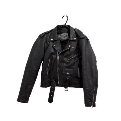 Vintage Black Rose Leather Jacket.  Size XS