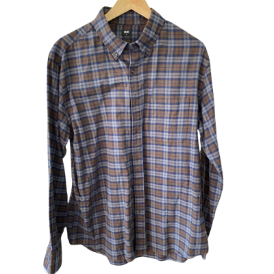 Uniqlo Mens  Size L Flannel Shirt Blue / Brown / Checked / Grey 