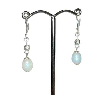  Womens Drop Earrings Pearl/Sterling Silver 925