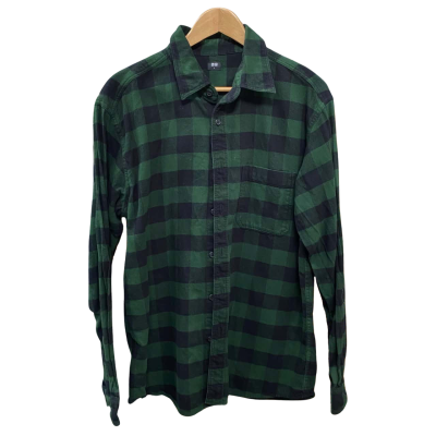 Uniqlo Mens  Size L Flannel Shirt Black  / Green 