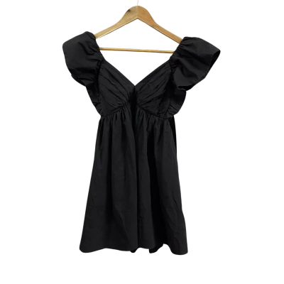 Sheike Womens  Size 8 Short Sleeve Poplin Ruffle Mini Dress Black