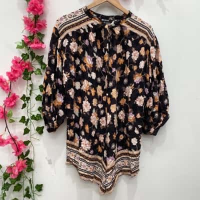 Rip Curl Womens 3/4 Sleeve Playsuit Size S Black  / Floral 