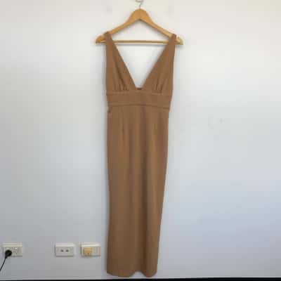 Toby Heart Ginger Beige Shoestring Strap Maxi Dress  Size M 