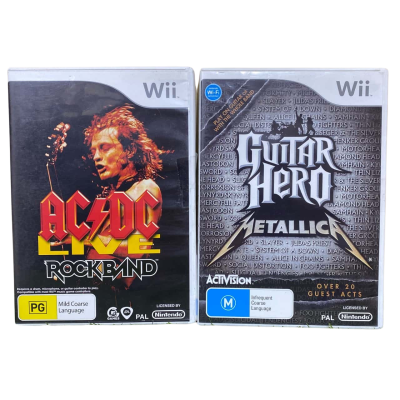 Nintendo Wii Guitar Hero: Metallica & AC/DC Live Rock Band Games