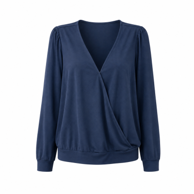 Banana Republic Navy Wrap Front Long Sleeve Top – Size L