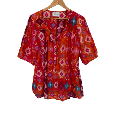 One Summer Womens  Size L 3/4 Sleeve Top / Short Sleeve Top Multicoloured / Pattern 